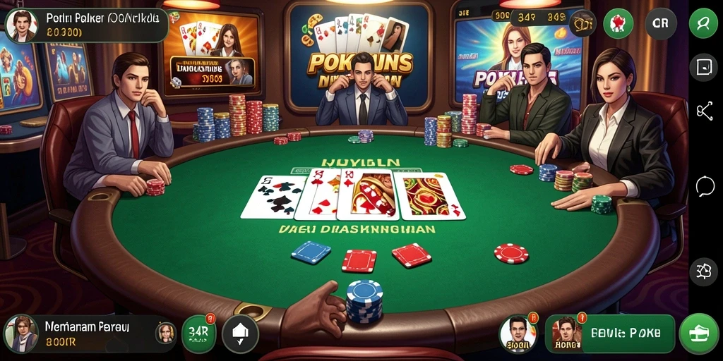 Gameplay poker seru di 34R dengan teman-teman.