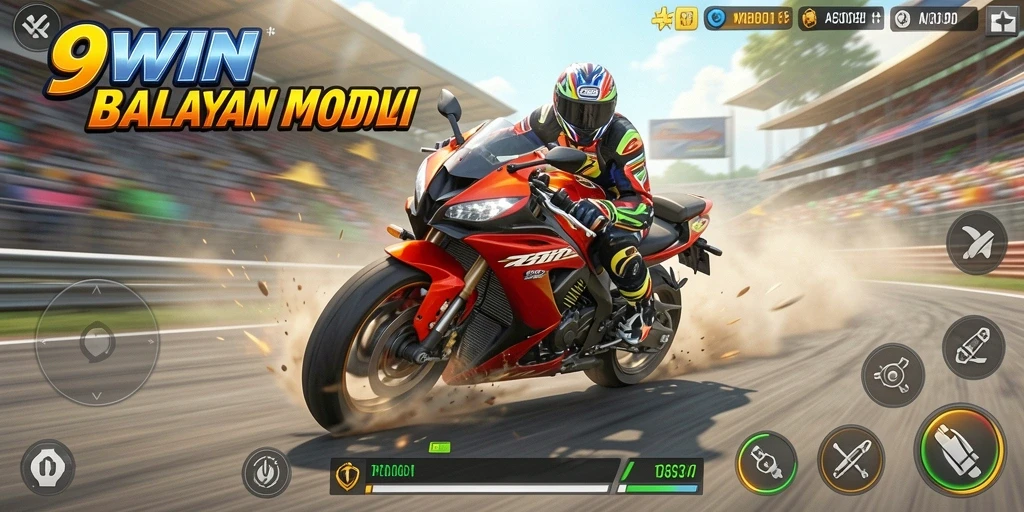Tampilan menarik dari gameplay balapan motor di 9WIN.