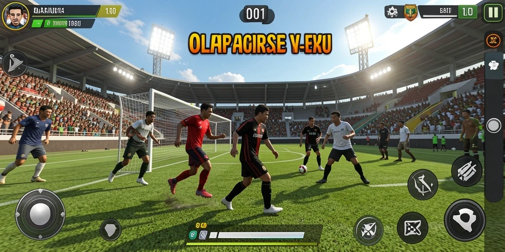 Tampilan dinamis dari gameplay olahraga yang intens.