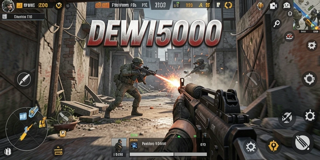 Gameplay intens DEWI5000 dengan aksi menembak yang mendebarkan.
