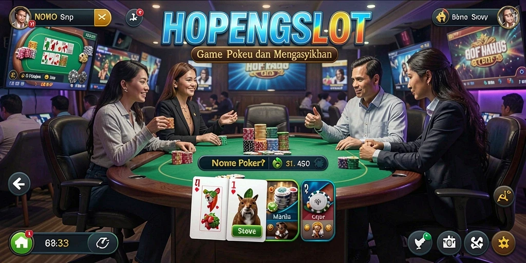 Tampilan gameplay Poker di HOPENGSLOT dengan desain yang menarik.