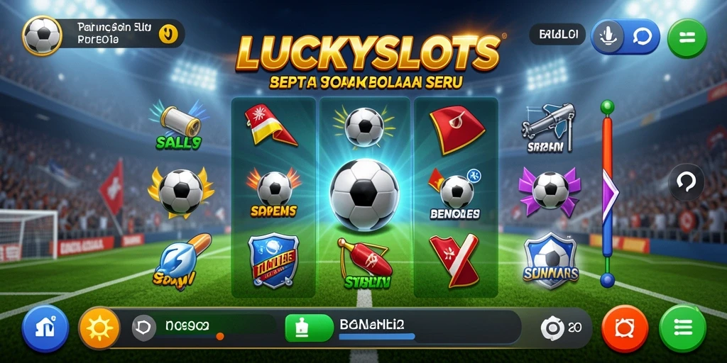 Tampilan gameplay seru LUCKYSLOTS yang bertema sepak bola.