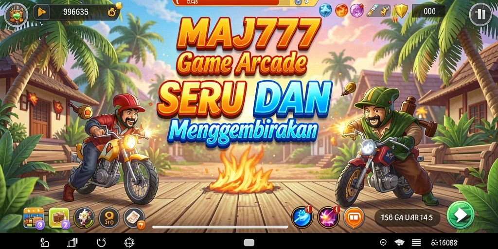 Screenshot MAJ777 menampilkan gameplay seru dengan karakter yang beraksi di arena Arcade.