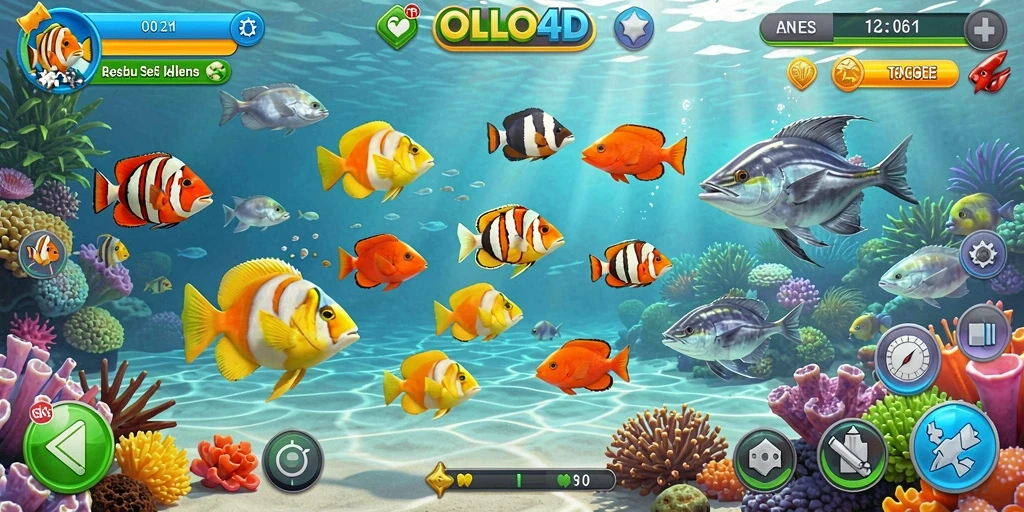 Tampilan gameplay OLLO4D yang penuh aksi Tembak Ikan.