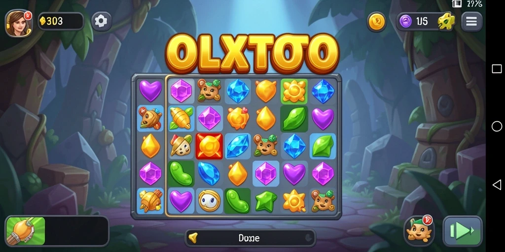 Tangkapan layar OLXTOTO menampilkan intense gameplay Match-3 yang seru.