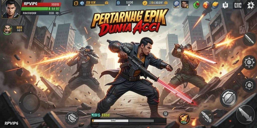 Screenshot RPVIP6 menampilkan aksi pertarungan yang mendebarkan.