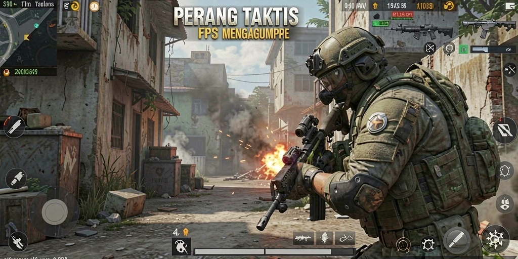 Tampilan gameplay aksi menembak yang intens di S80.