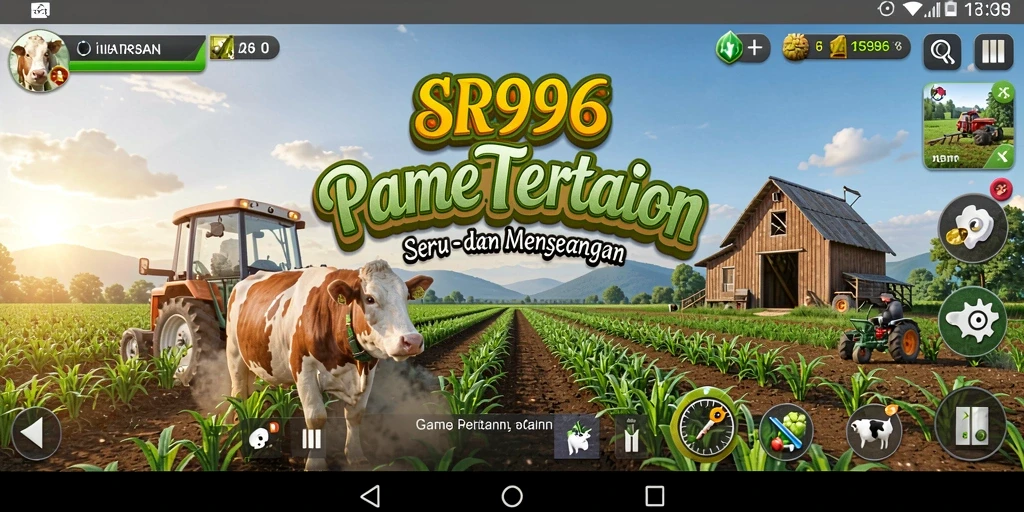 Screenshot gameplay SR996 menunjukkan aktivitas bertani yang seru.