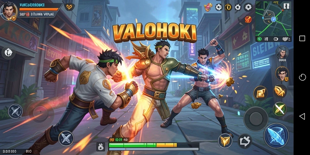 Tangkapan layar menunjukkan aksi pertarungan intens dalam VALOHOKI.